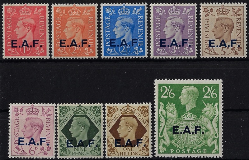 1943 Francobolli di Gran Bretagna soprastampati E.A.F.