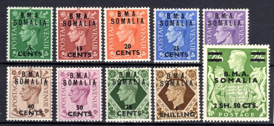 1948 Francobolli di Gran Bretagna soprastampati B.M.A.