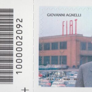 2021 Italia Repubblica 100º nascita di Giovanni Agnelli barre basso sinistro