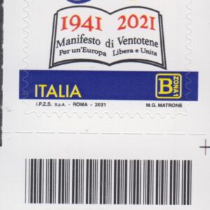 2021 Italia Repubblica Manifesto di Ventotene barre basso destro