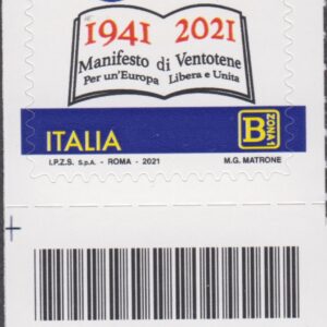 2021 Italia Repubblica Manifesto di Ventotene barre basso sinistro