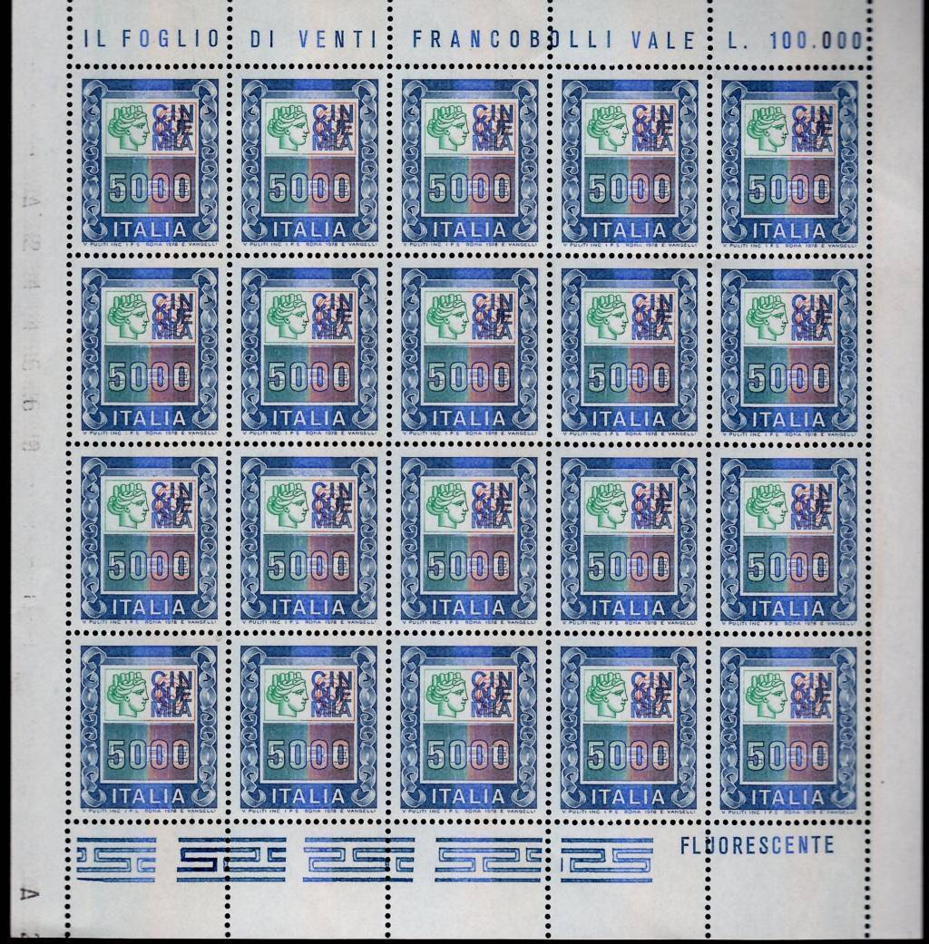 1978 Minifogli Alti Valori 5.000 £