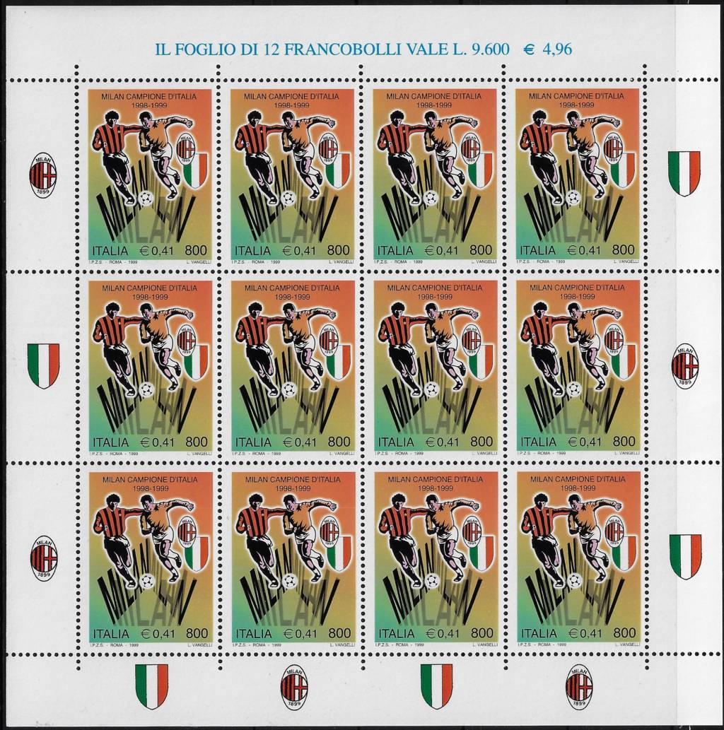 1999 Minifogli Milan Campione d’Italia Calcio