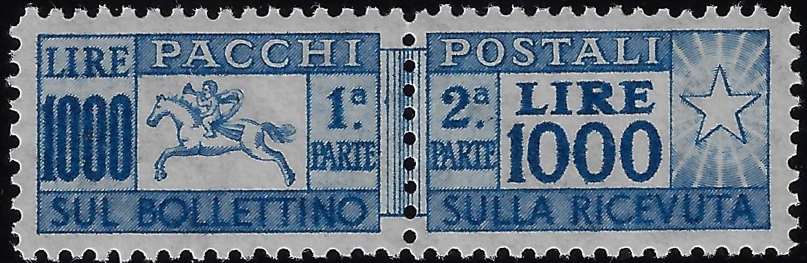 1946 Pacchi postali Cavallino £ 1.000 centratissimo ©