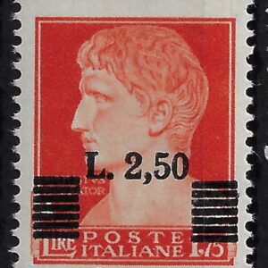 1945 2.50L. su 1.75L. Arancio sovrastampato