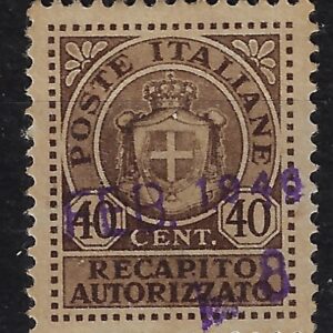 1945 Recapito Autorizzato 40 cent. bruno