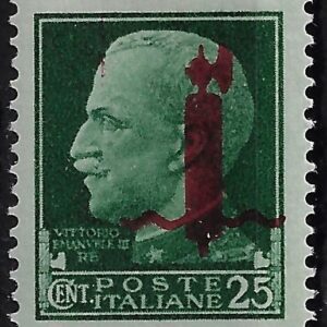 1944 25 c. verde sovrastampa Fascio Rosso