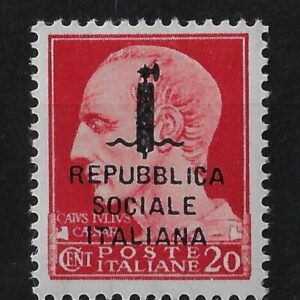 1944 20 c. carminio sovrastampato©
