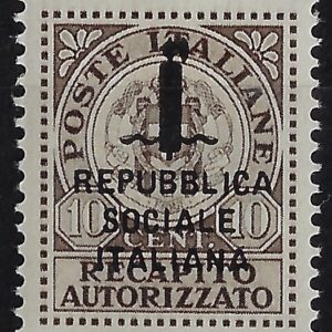 1944 Recapito Autorizzato fascio e scritta 10 c bruno