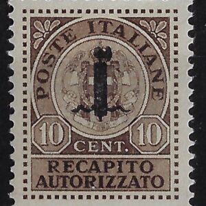 1944 Recapito Autorizzato fascio piccolo 10c bruno
