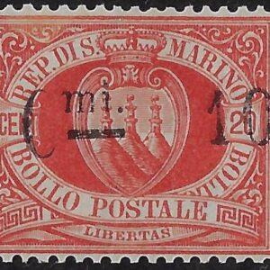 1892 10 centesimi su 20 rosso