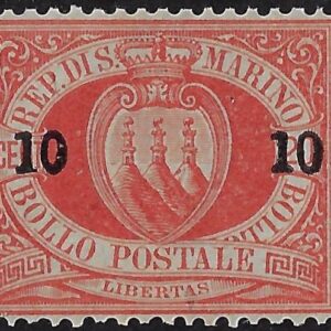 1892 10 centesimi su 20 rosso