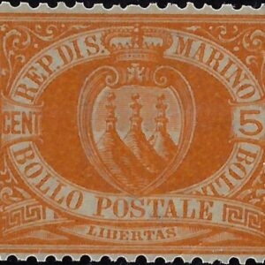 1877 5 centesimi giallo