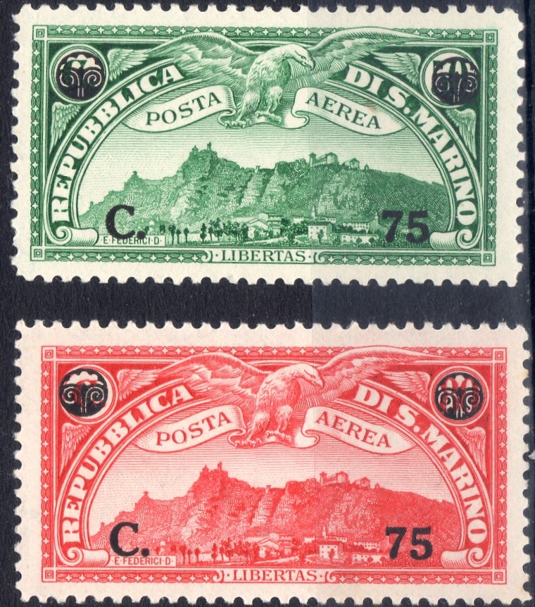 1936 posta aerea Veduta - soprastampati