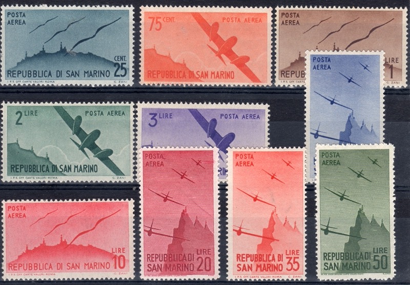 1946 posta aerea Aerei sul Titano