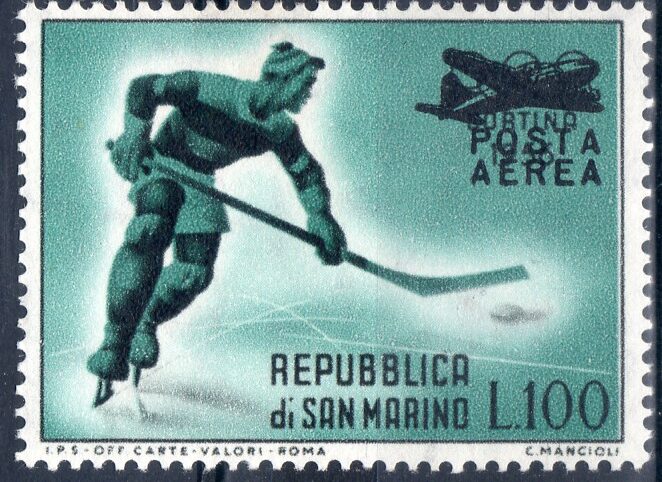 1956 posta aerea Cortina soprastampato