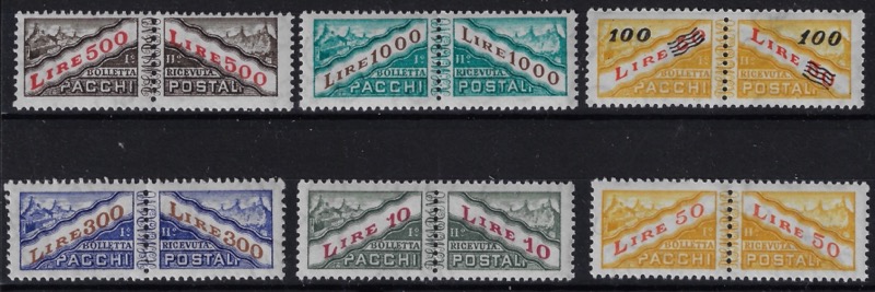 1965 Pacchi postali Tipi del 1945 Filigrana penne