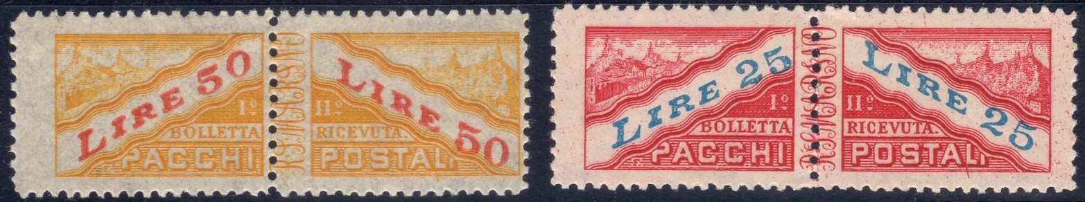 1946 Pacchi postali Dentellati al centro - valori complementari