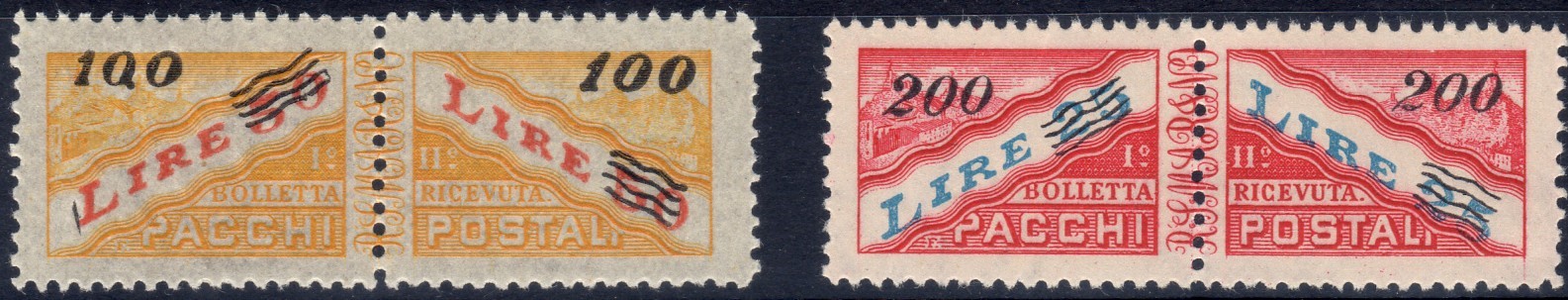 1948 Pacchi postali Dentellati al centro - soprastampati con nuovo valore