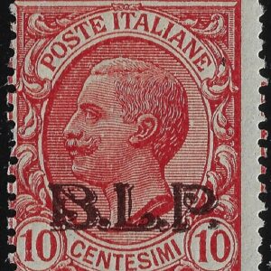 1920 B. L. P. - BLP 10 c. rosa sopr. azzurra