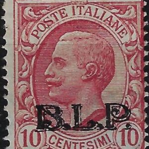 1923 B. L. P. - BLP 10 c. rosa sopr.Nera