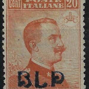 1920 B. L. P. - BLP 20 c. arancio sopr. azzurra