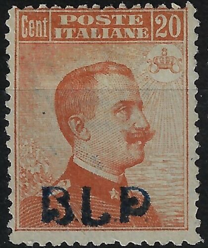1920 B. L. P. - BLP 20 c. arancio sopr. azzurra