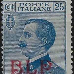 1920 B. L. P. - BLP 25 c. azzurro sopr. Rossa