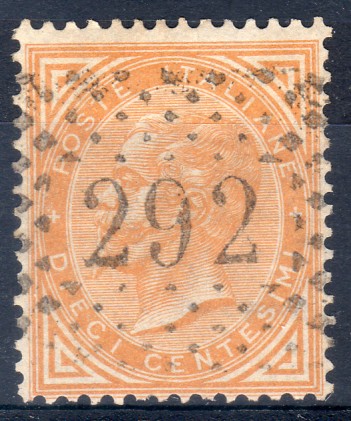1863 10 c. ocra De la Rue
