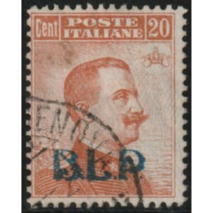 1920 B. L. P. - BLP 20 c. arancio sopr. azzurra