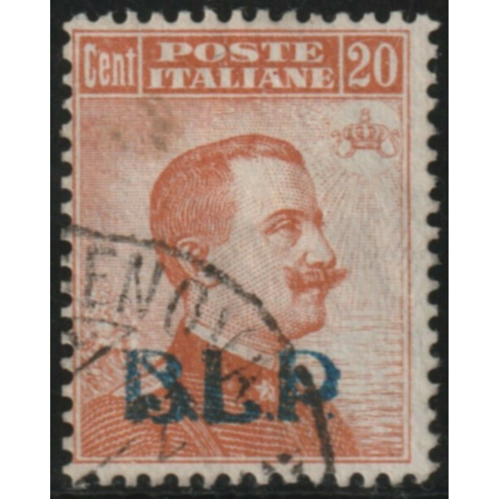1920 B. L. P. - BLP 20 c. arancio sopr. azzurra