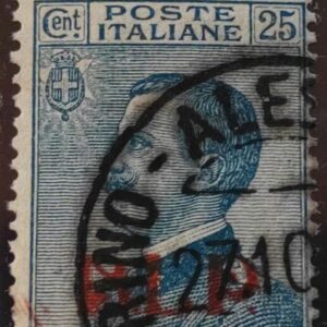 1920 B. L. P. - BLP 25 c. azzurro sopr. Rossa