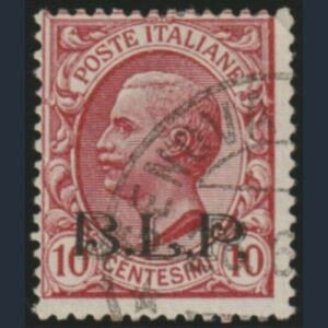 1922 B. L. P. - BLP 10 c. rosa sopr. Nera