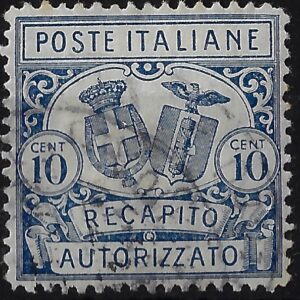 1928 10 c azzurro d. 14