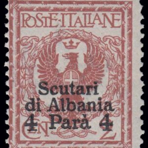 1915 4 Piastre su 2 cent. Rosso