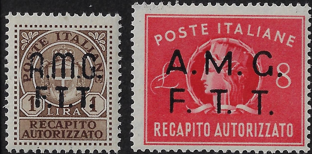 1947 Recapito Autorizzato £. 1 + £. 8 Trieste
