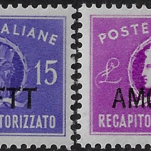 1949-52 Recapito Autorizzato £. 15 + £. 20 Trieste