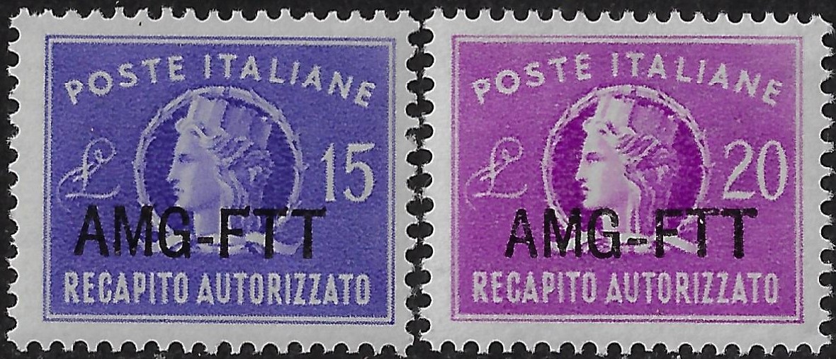 1949-52 Recapito Autorizzato £. 15 + £. 20 Trieste