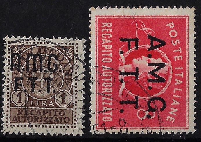 1947 Recapito Autorizzato £. 1 + £. 8 Trieste