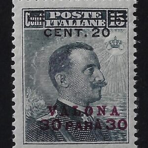 1909 30 Piastre su 15 cent soprastampa nera