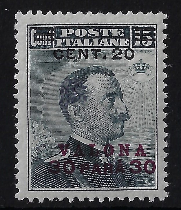 1909 30 Piastre su 15 cent soprastampa nera