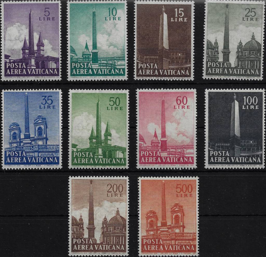 1959 Posta Aerea GIOVANNI XXIII Obelischi