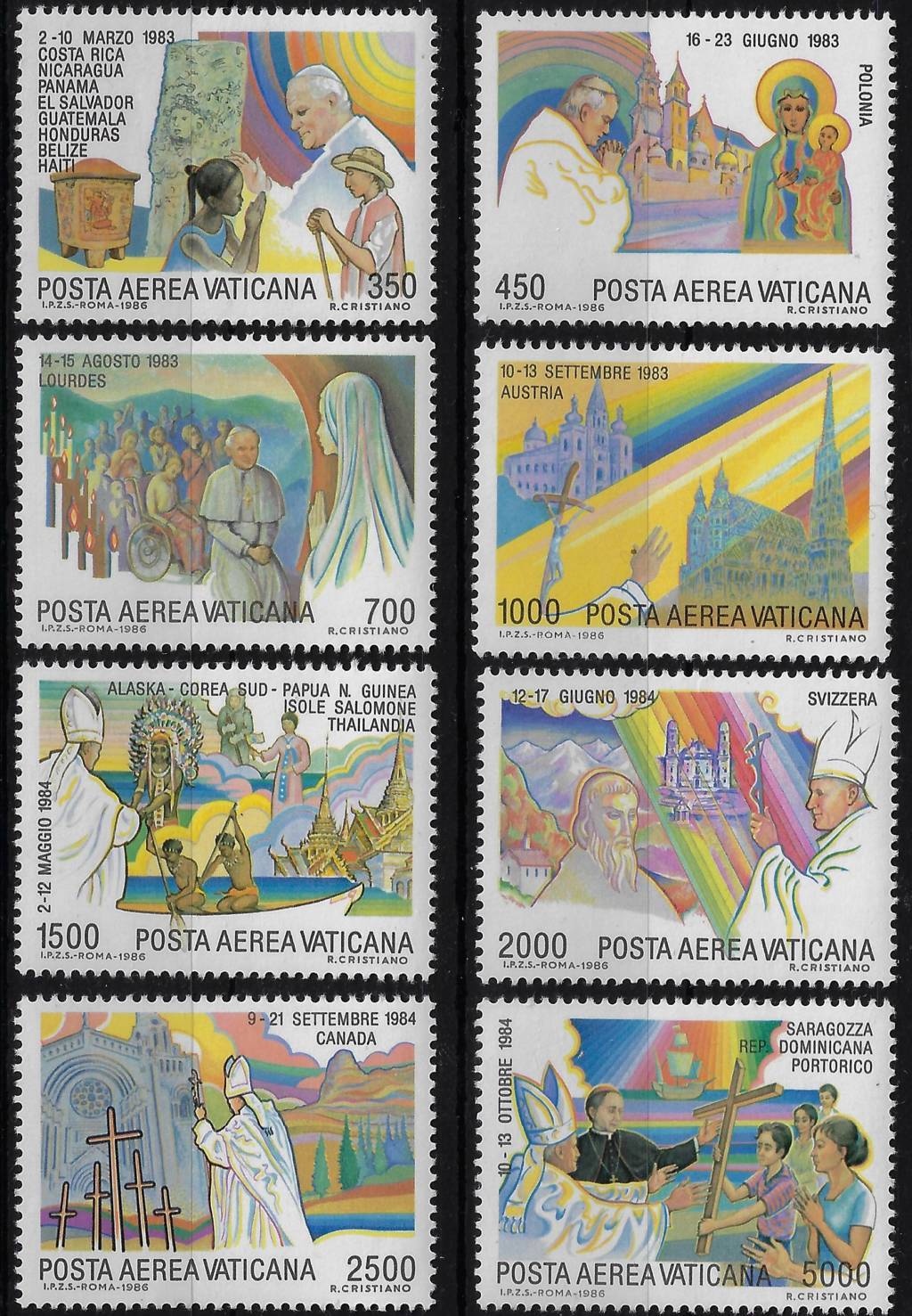 1986 Posta Aerea I Viaggi del Papa