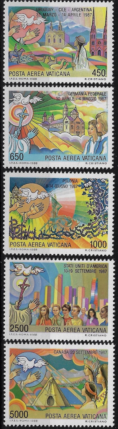 1988 Posta Aerea I Viaggi del Papa
