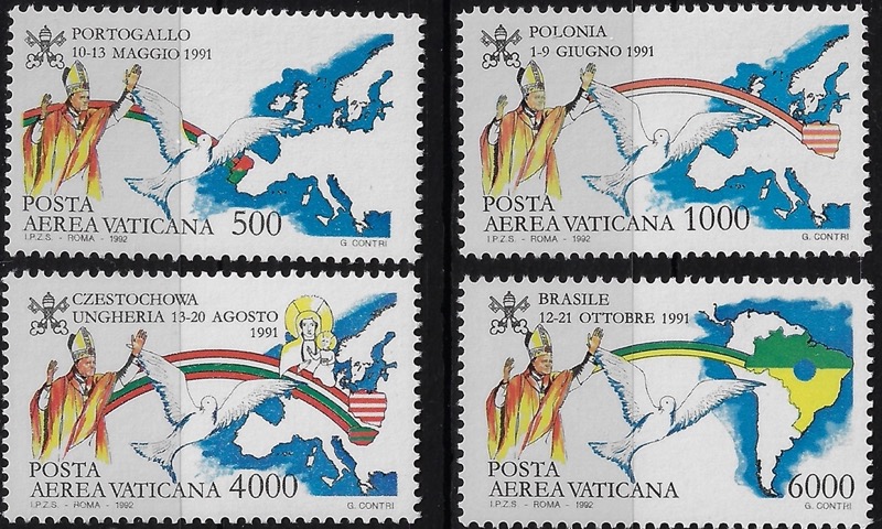 1992 Posta Aerea I Viaggi del Papa
