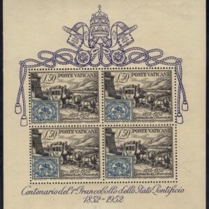 1952 Centenario dei primi francobolli Stato Pontificio