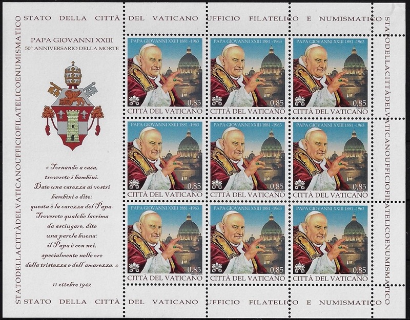 2013 Certificato Filatelico con scritta Franciscum pont. Max