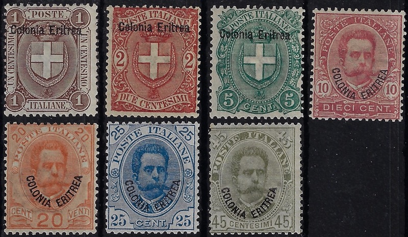 1895 Umberto I sovrastampati d'Italia 91-97