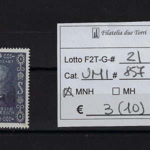 1956 Bicentenario nascita Mozart francobollo singolo Unif 857