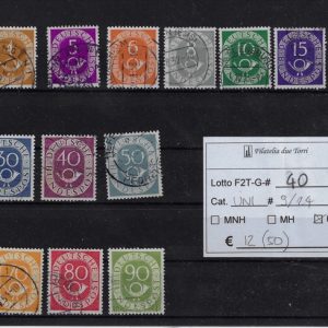 1951 - 1952 Cifra e corno di posta Unif dal 9 al 24